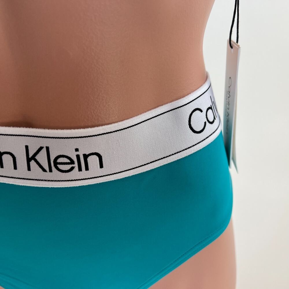 Calvin Klein Swimwear Women UPF50+ Bikini Bottom w/ Logo Turquoise XS NWT - Picture 2 of 6
